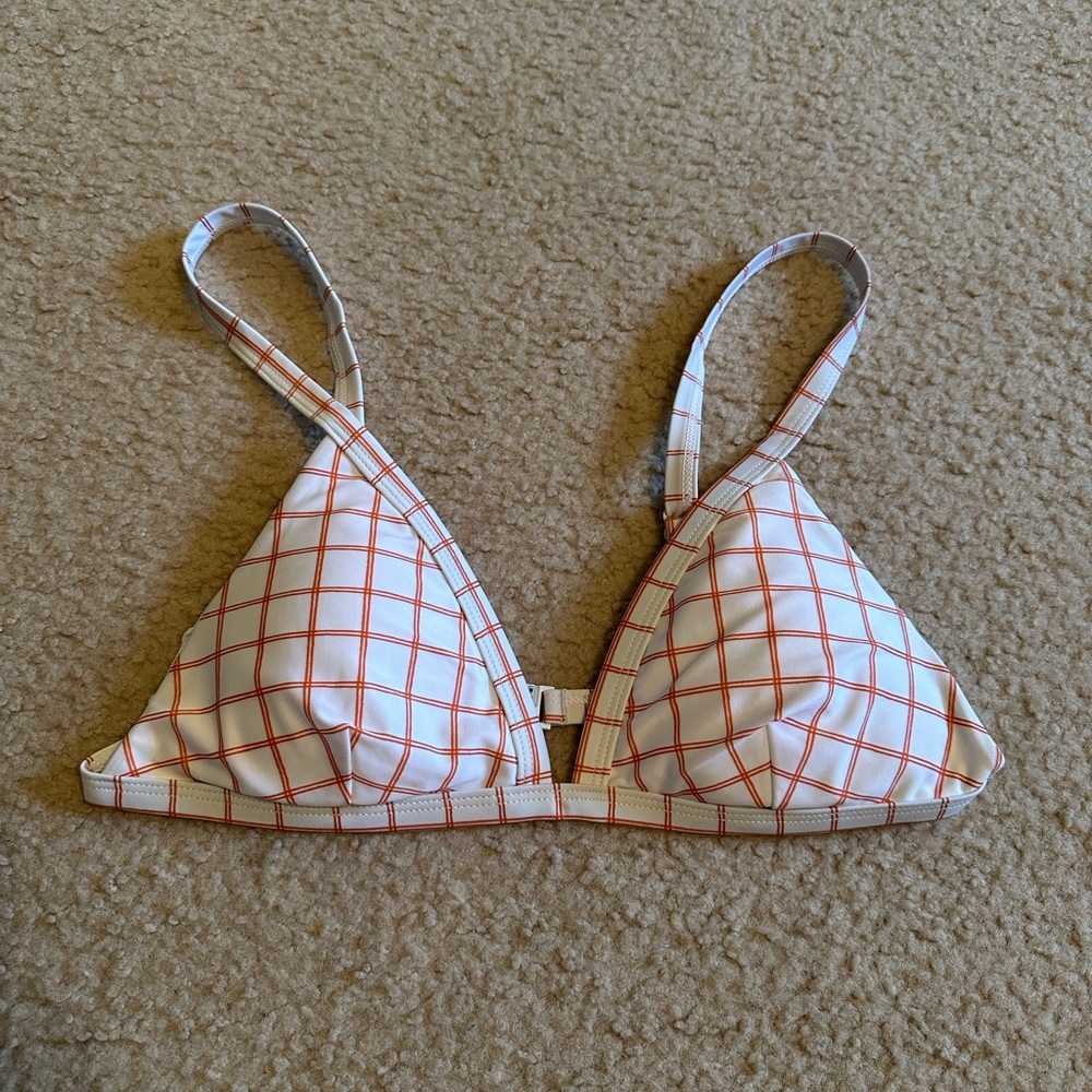 RCVA Grid Pattern Bikini Top Orange & White {Size M} NWOT